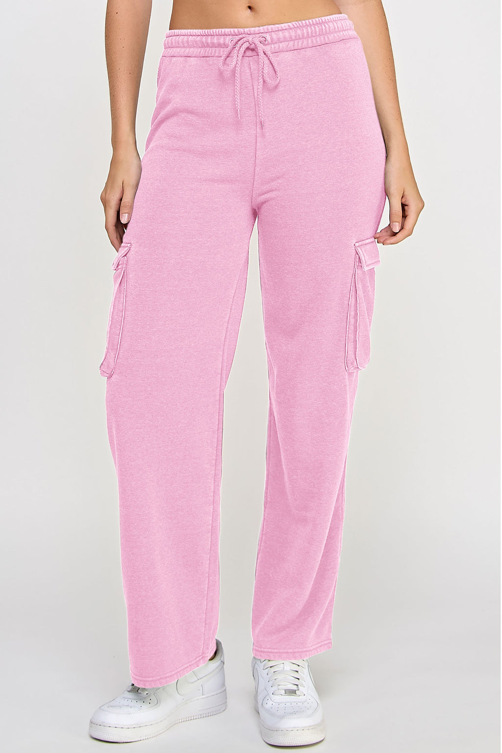 Fleece Burnout Cargo Pocket Straight Leg Jogger