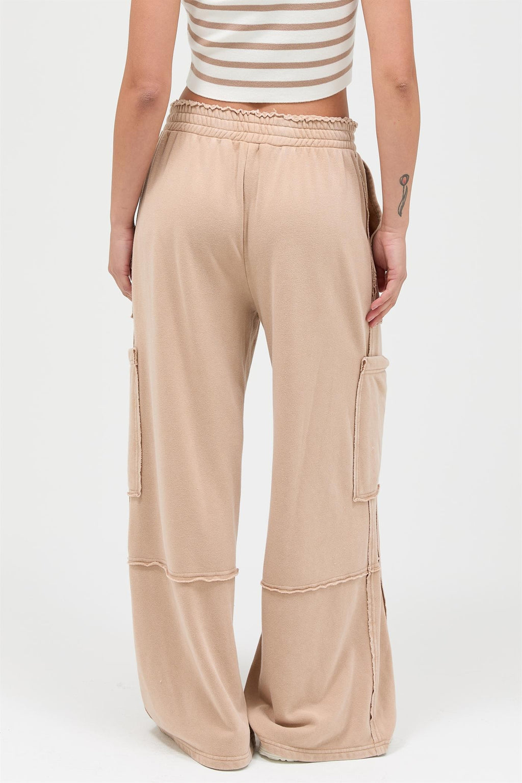Mineral Wash Wide Leg Cargo Pants