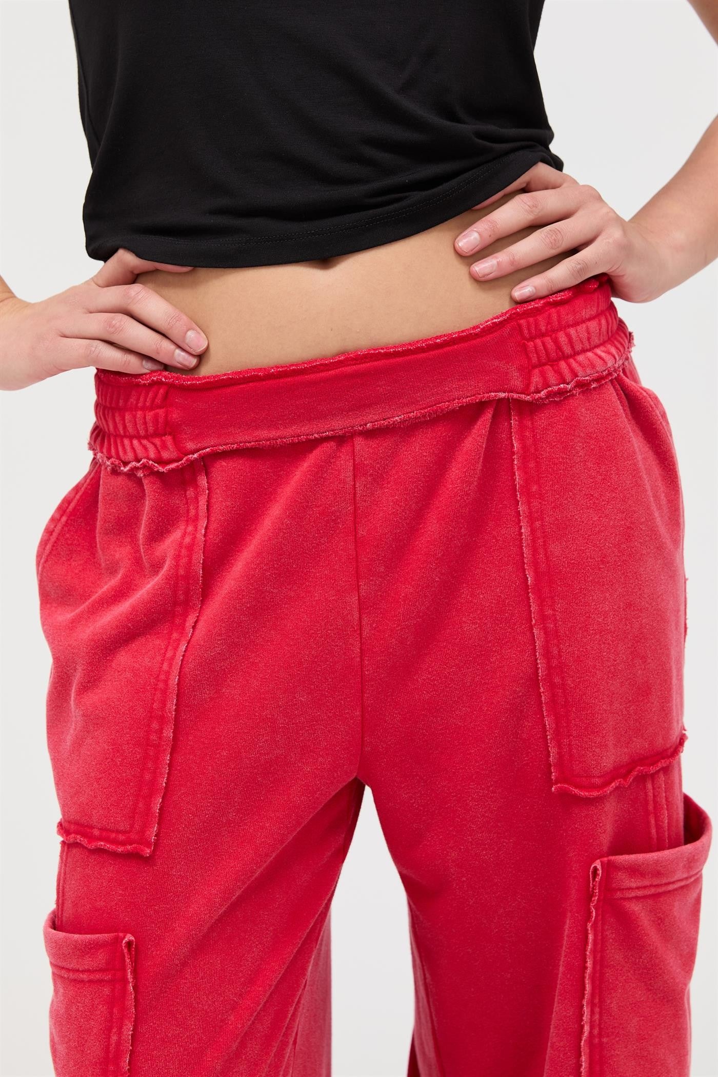 Mineral Wash Wide Leg Cargo Pants