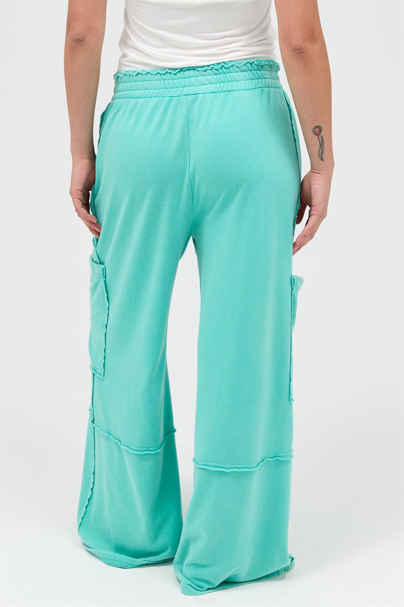 Mineral Wash Wide Leg Cargo Pants