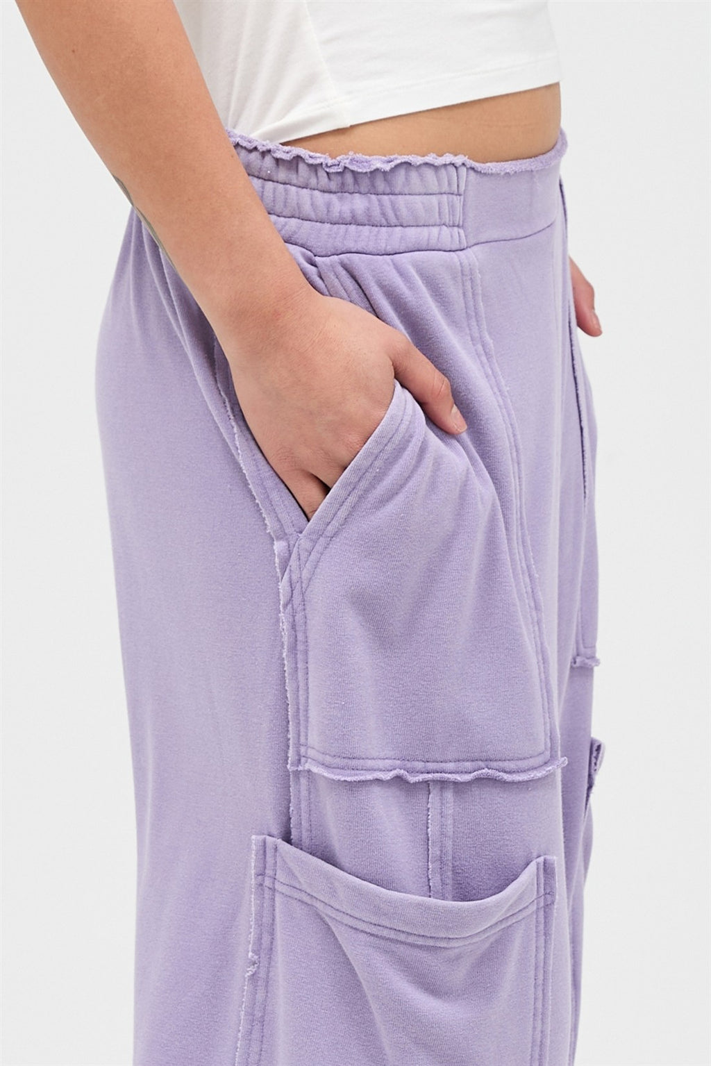 Mineral Wash Wide Leg Cargo Pants